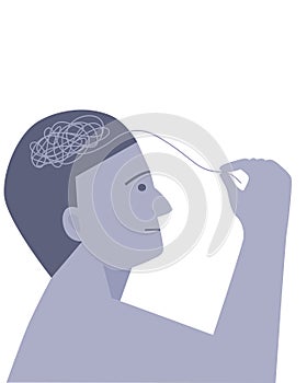 Isolated of human is understanding and managing his stress or depress, mental health concept. flat vector illustration