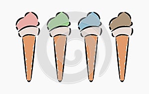 Isolated Ice Creams Illustration