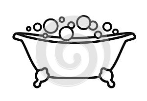 Isolated icon Bath tub with bubbles