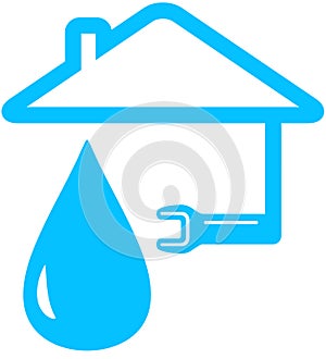 Isolated icon with wrench, home and drop