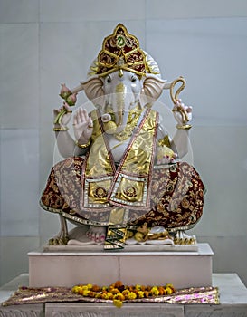 Isolated idol of Hindu God Ganesha in a temple at Somnath,Gujrat, India.