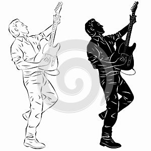 Isolated illustration of a guitarist player , vector drawing