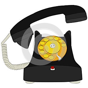 Isolated illustration of an old vintage telephon with handset