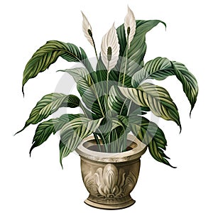 Isolated illustration of a peace lily in pot