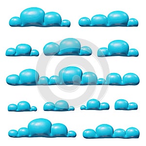 Isolated illustration of realistic plastic clouds