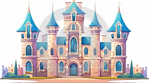 Isolated illustration of a school, university, or college building in a cartoon style