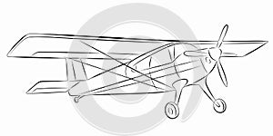 Isolated illustration of a small airplane, vector drawing