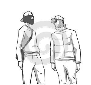 Isolated illustration of South London youth in mask and street wear