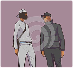 Isolated illustration of South London youth in mask and street wear