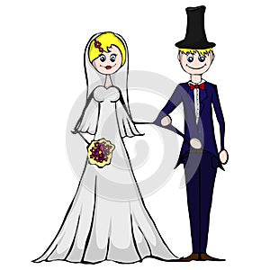 Isolated illustration of suitors