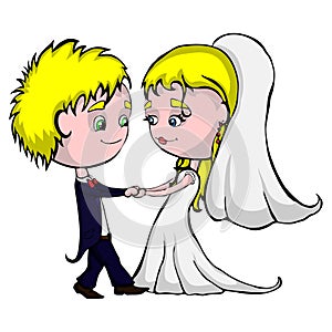 Isolated illustration of suitors