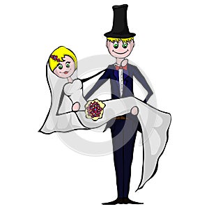 Isolated illustration of suitors