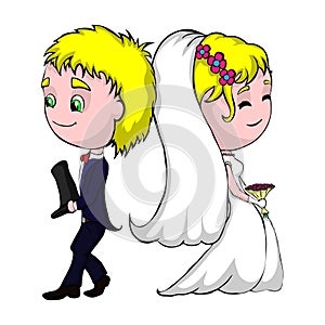 Isolated illustration of suitors