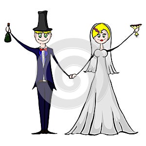 Isolated illustration of suitors
