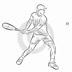 Isolated illustration of a tennis player, vector draw