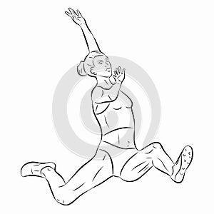 isolated illustration of a woman jumping vector draw