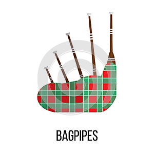 Isolated image of bagpipes on white background.