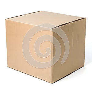 Isolated cardboard box isolated on white background photo