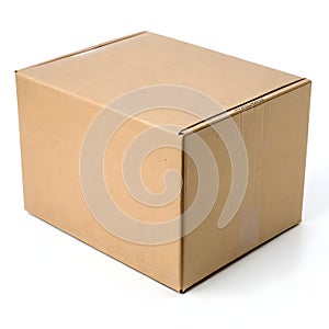 Isolated cardboard box isolated on white background photo