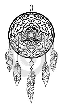 ISOLATED IMAGE OF A DREAM CATCHER ON A WHITE BACKGROUND