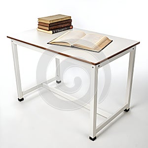 Office table with book isolated on white background