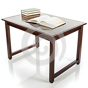 Office table with book isolated on white background