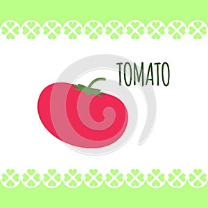 Isolated image of red fresh tomato on white background in flat style. For diets, cooking breakfast, salads.