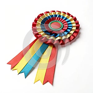 Ribbon rosette on white background