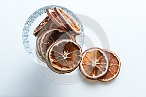 Isolated image of a sliced orange on a white background.