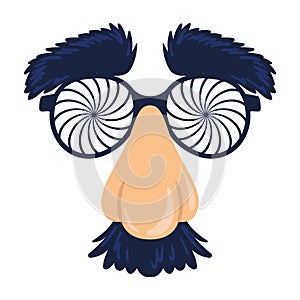 Isolated incognito glasses with nose and mustache Vector