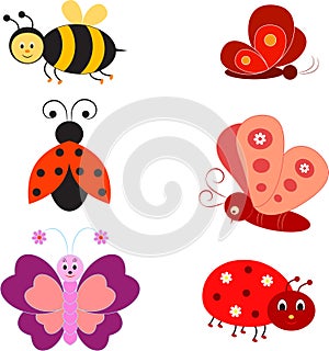 Isolated Insects Illustrations, Bee Illustration, Butterflies Illustrations, Ladybug Illustrations