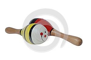 The isolated instrument shake call maracas on the white background