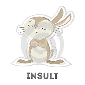 Isolated insulted rabbit. photo