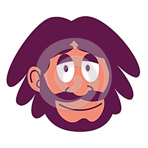 Isolated island Man face curly comic people vector Illustration