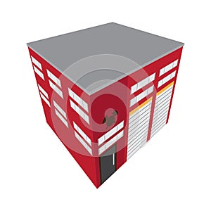 Isolated isometric fire station building icon