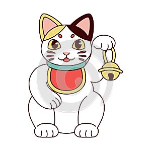 Isolated Japanese Maneki Neko Lucky cat