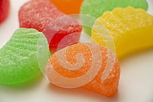 Isolated Jelly Fruit Slices Close Up