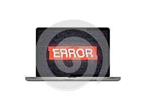 Isolated laptop with Error text on screen and glitch effect . The fault in the operating system vector illustration