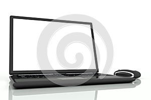 Isolated laptop with mouse