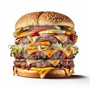 Isolated Large beef cheese burger