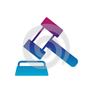 Isolated law hammer gradient line style icon vector design
