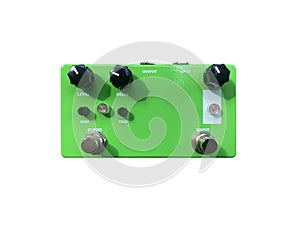 Isolated lemon green vintage overdrive stomp box effect. photo