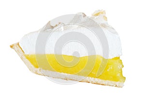 Isolated lemon meringue pie slice photo