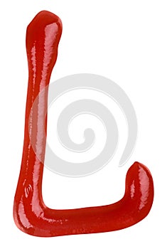 Isolated Letter of ketchup alphabet on white