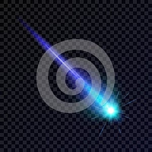 Isolated light effect of a burning blue comet.
