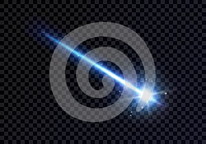 Isolated light effect of burning comet, laser beam