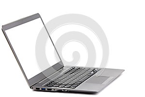 Isolated lightweight laptop computer white screen photo