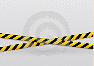 Isolated lines of insulation. Realistic warning tapes. Signs of danger. Vector illustration, isolated on a cellular