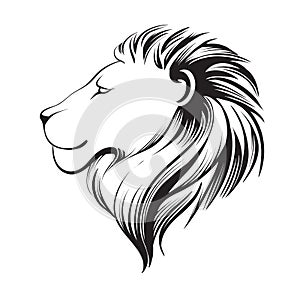 Isolated lions head, vector illustration. Lion`s profile.