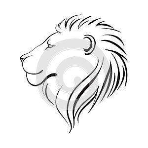 Isolated lions head, vector illustration. Lion`s profile. photo